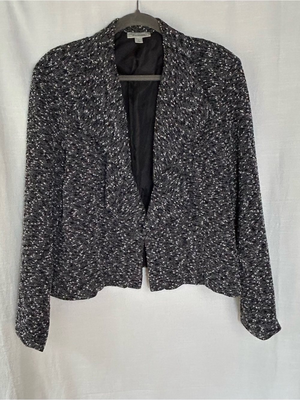 dressbarn Black & White Tweed Cascade Open-Front Women's Blazer